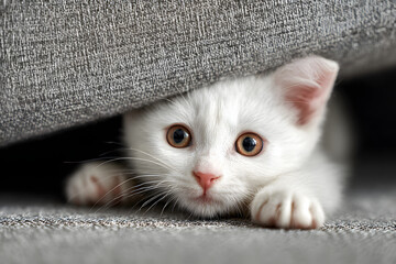 White Kitten Hiding