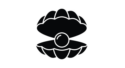 Black seashell with a pearl inside simple graphic silhouette © md