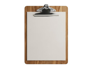 A blank clipboard resting on a wooden surface ready for notes or reminders