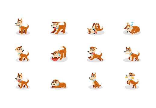 Cute Cartoon Dog Illustration Design Set