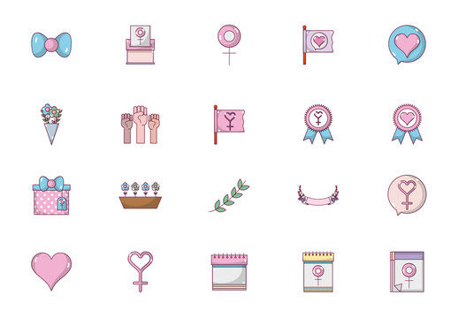 Cute Feminism Vector Set
