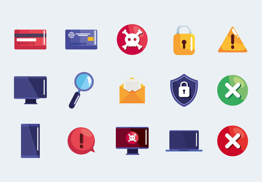 Cyber Fraud Elements Set