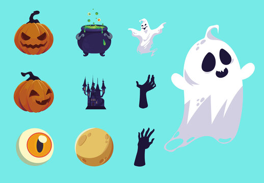 Halloween Elements Illustration Design Set