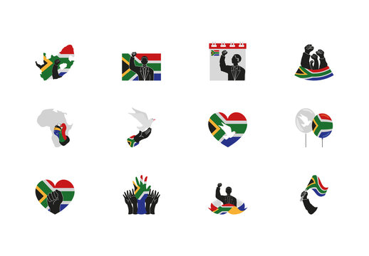 South Africa Solidarity Illustration Design Set