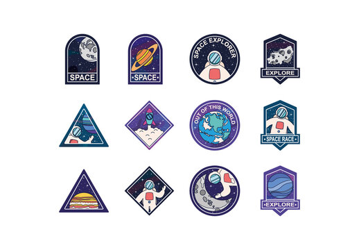 Space Astronaut Badges Set