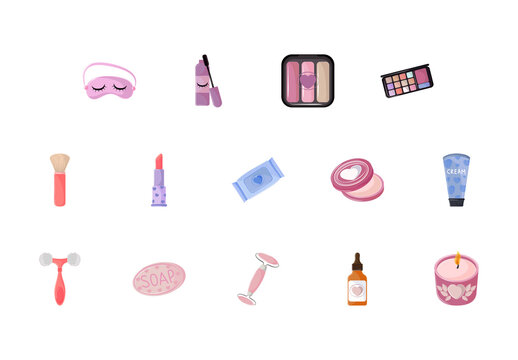 Beauty Cosmetics Icons Illustration Set