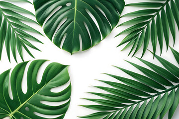 Tropical leaves on white background
