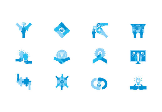 Flat Teamwork Innovation Illustration Set