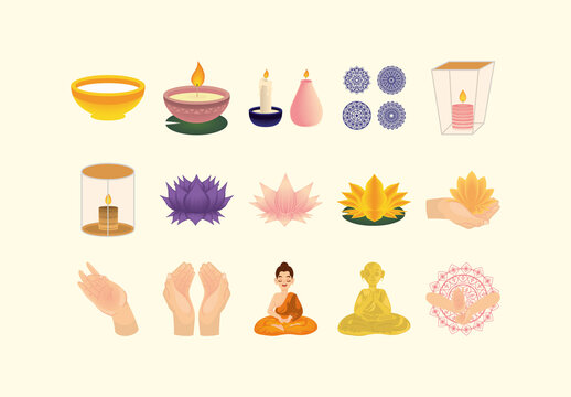 Vesak Illustration Set