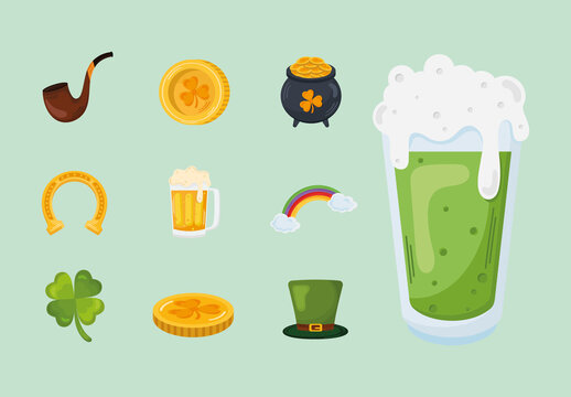 St Patricks Day Illustration sign Set