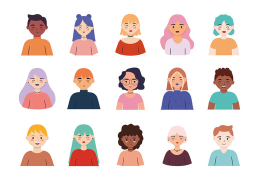 Cartoon Portraits Illustration Set