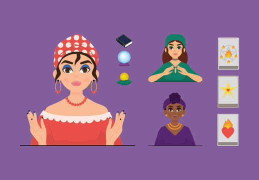 Mystic Fortune Teller Illustration Set