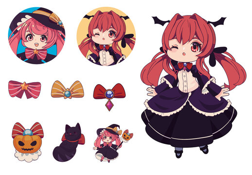 Witch Anime Illustration Design Set
