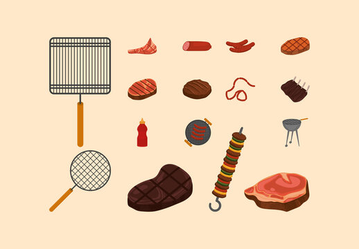 BBQ Food Illustration Set