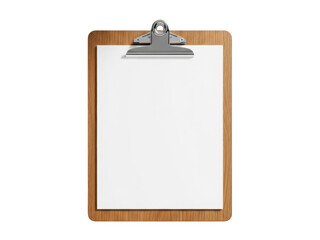 Empty clipboard with a wooden binding and silver clip for notes or reminders