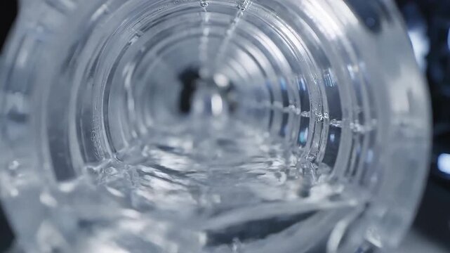 POV Inside View of Clear Tube with Flowing Dielectric Fluid in Cooling System