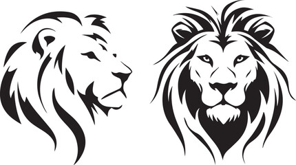 Wild lion face silhouette modern graphic design isolated on white background