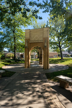 Little Rock, Arkansas: Little Rock Central High School National Historic Site Commemorative Garden. Site of desegregation after U.S. Supreme Court ruled segregation unconstitutional. 