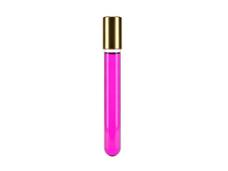 Obraz premium Elegant pink tube with gold cap standing upright against a plain background