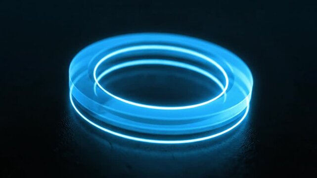 Dynamic digital glow ring, illuminating a dark void with abstract tech