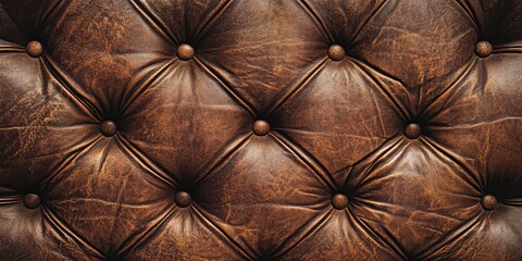 Fototapeta premium Luxurious Vintage Brown Tufted Buttoned Texture Background with Classic Warm Tones and Details