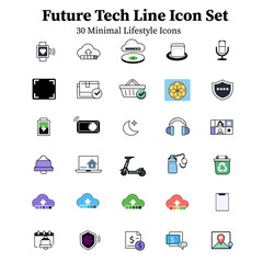 Future Tech & Business Minimal Line Icon Set &ndash; 50 Modern Vector Outline Icons