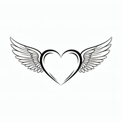 Obraz premium A heart with wings symbolizing love and freedom in a simple black and white design