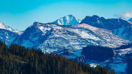 Alpine autumn or indian summer view at Mount Hartkaiser, Ellmau, Kufstein, Tyrol, Austria