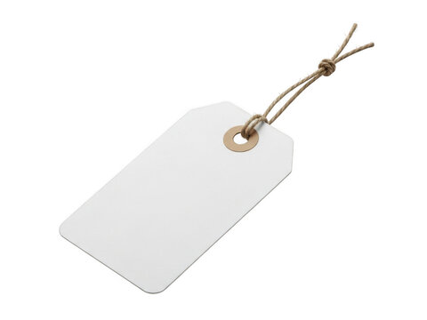 Blank tag attached with string on a plain background