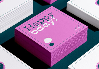 Stacked Greeting Cards Mockup with Top Card Display