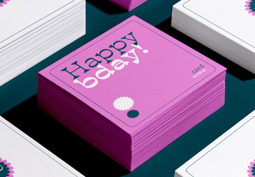 Stacked Greeting Cards Mockup with Top Card Display