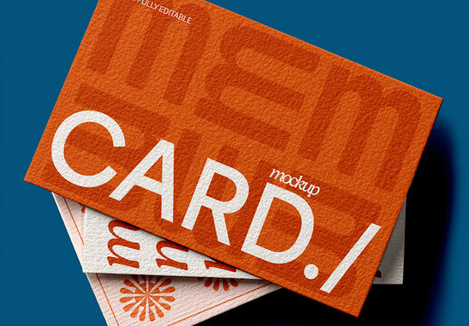 Overlapping Business Cards Mockup with Angled Top Card