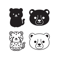 Fototapeta premium Cheetah Icon Solid And Outline Wild Animal Vector