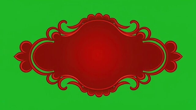 Islamic Ramadan Greeting Card with Ornate Red Frame on Green Background