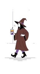 Whimsical Witch Enjoys Coffee Break A Modern Sorceress Moment