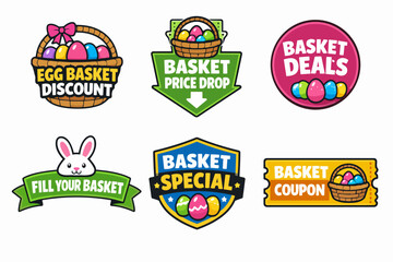 Naklejka premium Easter egg basket deals and discounts promoting festive shopping concepts