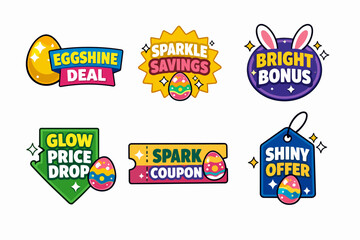 Easter sale promotion labels, discount tags, and coupon design elements