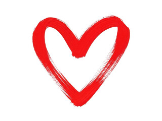 A vibrant hand-drawn heart symbol with a red and white color scheme
