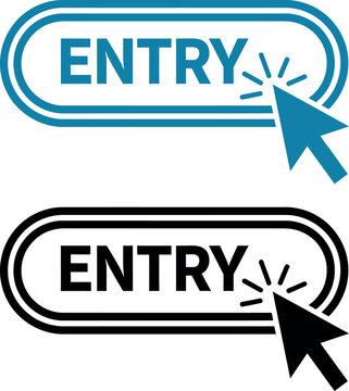 Two entry buttons with cursor click isolated on transparent background
