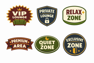 Obraz premium Exclusive zones labels for vip private lounge, premium area, relax, quiet places