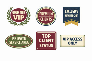 Vip badges and membership labels for exclusive access and premium client status