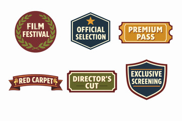 Obraz premium Film industry labels and badges for movie festivals, awards, and exclusive screenings
