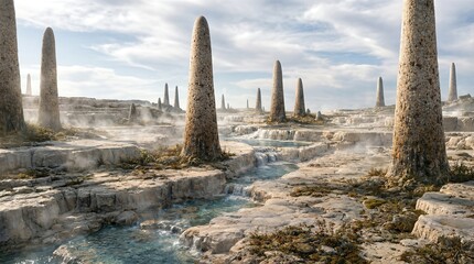 Prototaxites giant organism landscape in an ancient Devonian world