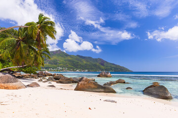 Beau Vallon Beach view on a sunny summer day,