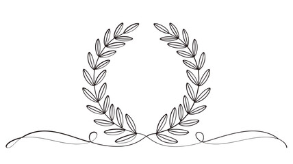 Obraz premium Elegant laurel wreath illustration with delicate flowing ribbon details