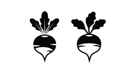 Two radish vegetables presented in a striking black and white silhouette © MDRAYHAN