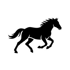 Black silhouette of a running or galloping horse isolated on a white background, vector icon