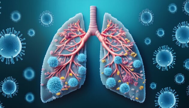 lung with tuberculosis long covid or asthma disease cancer cells virus and air pollution no tobacco day organ donation