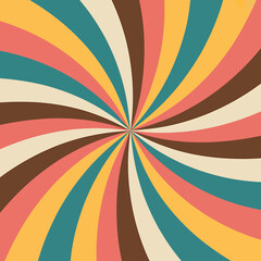 Colorful sunburst pattern with yellow pink brown and teal stripes radiating outward