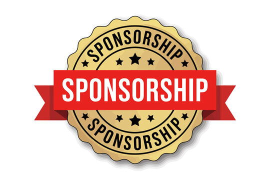 Sponsorship badge with red ribbon and gold seal on white background